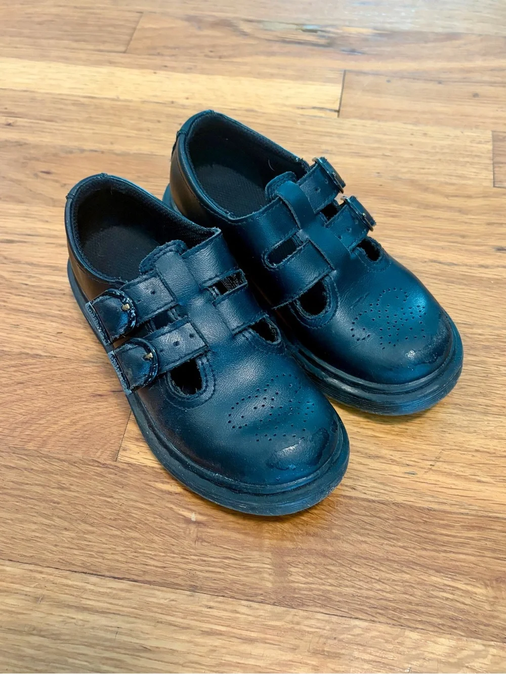 Dr. Martens Kids Black Double-Strap Mary Jane Shoes